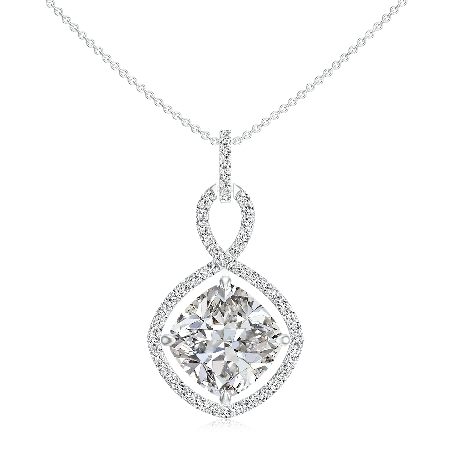 Cushion Cut Natural Diamond Pendant Necklace